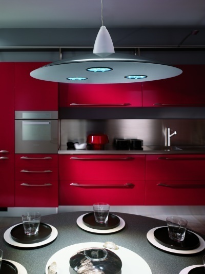 Red hi-tech kitchen design
